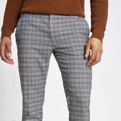 Grey check super skinny trousers | River Island