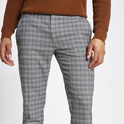 super skinny check trousers