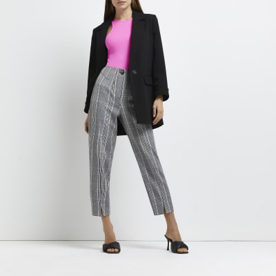 grey split hem trousers