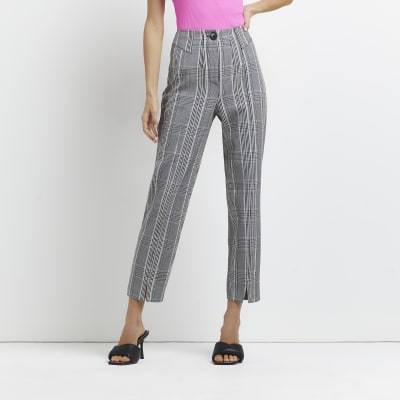 grey split hem trousers