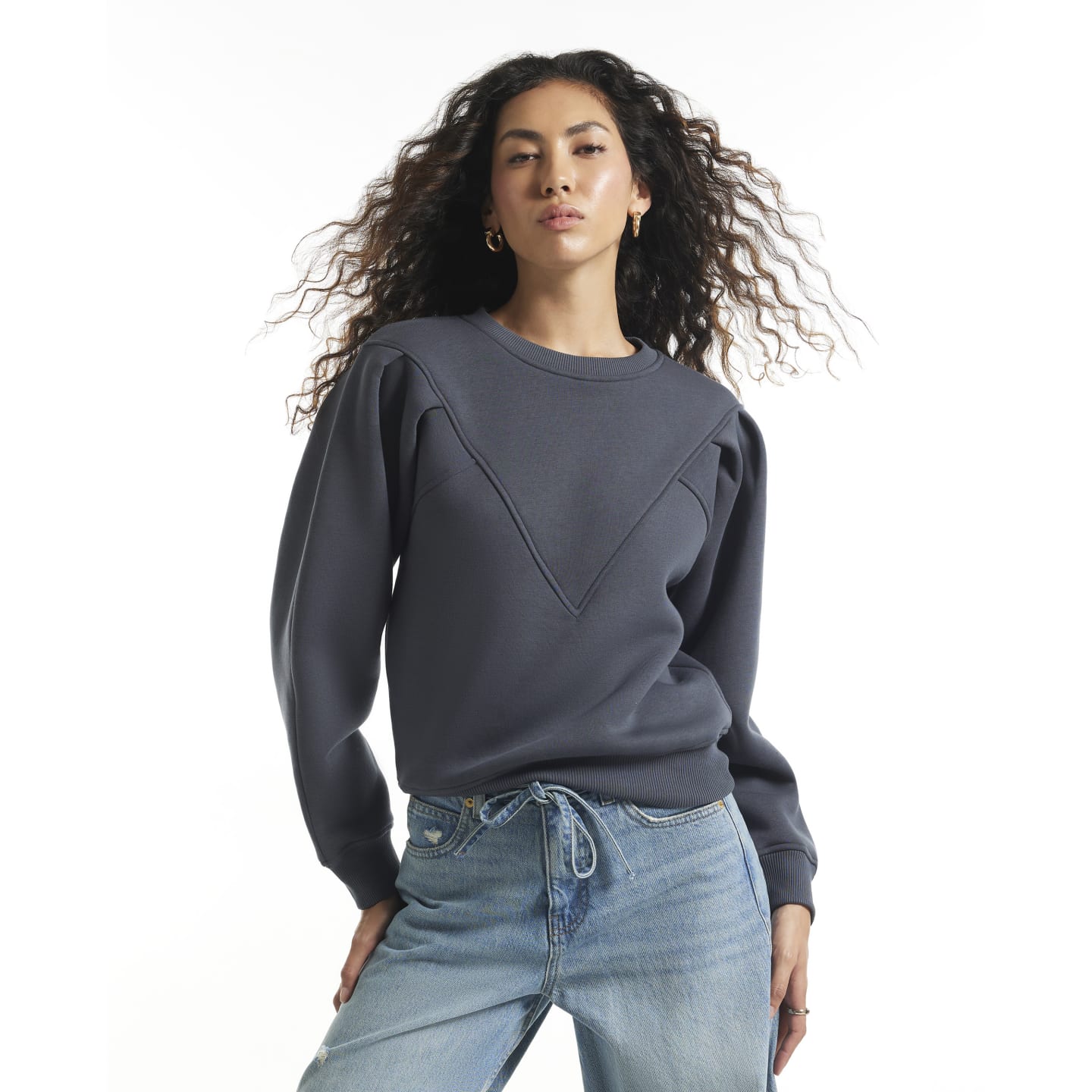 River Island Grey Chevron Panel Sweatshirt — photo 1 of 1