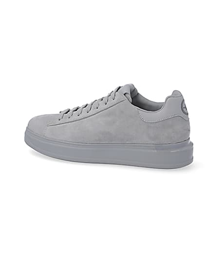 360 degree animation of product Grey chunky sole faux suede trainers frame-4