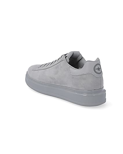 360 degree animation of product Grey chunky sole faux suede trainers frame-6