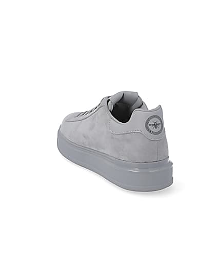 360 degree animation of product Grey chunky sole faux suede trainers frame-7