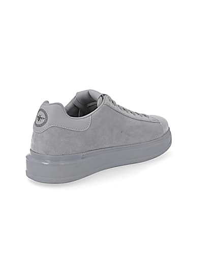 360 degree animation of product Grey chunky sole faux suede trainers frame-12