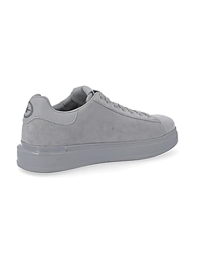 360 degree animation of product Grey chunky sole faux suede trainers frame-13