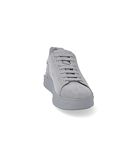 360 degree animation of product Grey chunky sole faux suede trainers frame-20