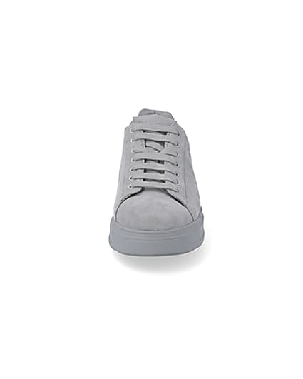 360 degree animation of product Grey chunky sole faux suede trainers frame-21