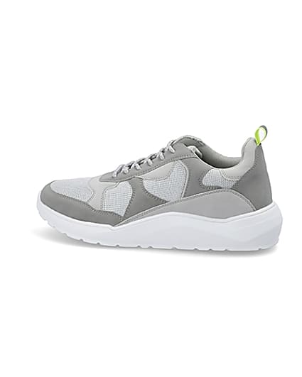 360 degree animation of product Grey chunky sole runner trainers frame-4