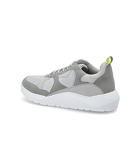 360 degree animation of product Grey chunky sole runner trainers frame-5