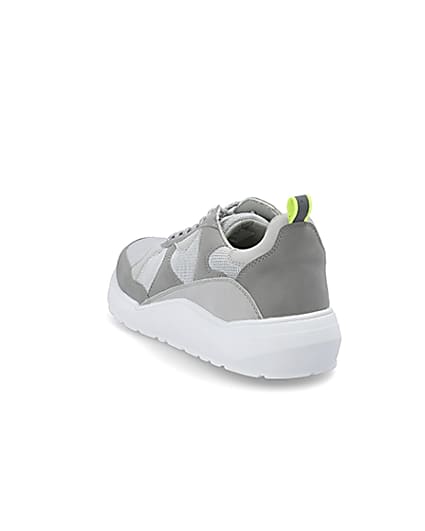 360 degree animation of product Grey chunky sole runner trainers frame-7