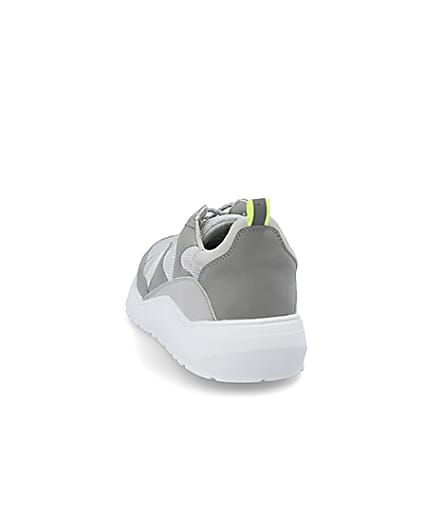 360 degree animation of product Grey chunky sole runner trainers frame-8
