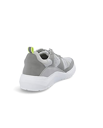 360 degree animation of product Grey chunky sole runner trainers frame-11