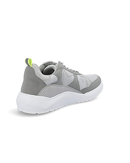 360 degree animation of product Grey chunky sole runner trainers frame-12