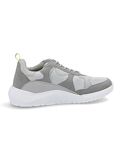360 degree animation of product Grey chunky sole runner trainers frame-14