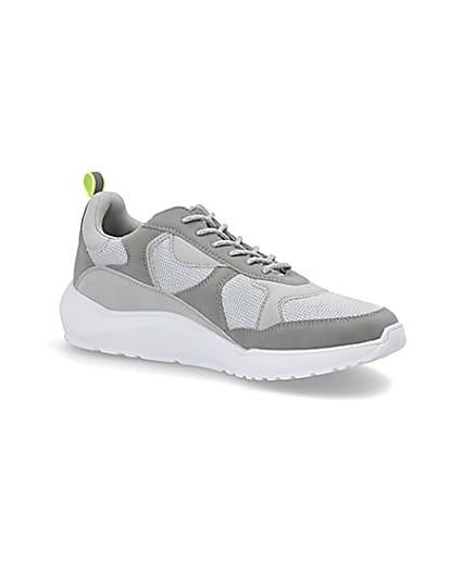 360 degree animation of product Grey chunky sole runner trainers frame-17