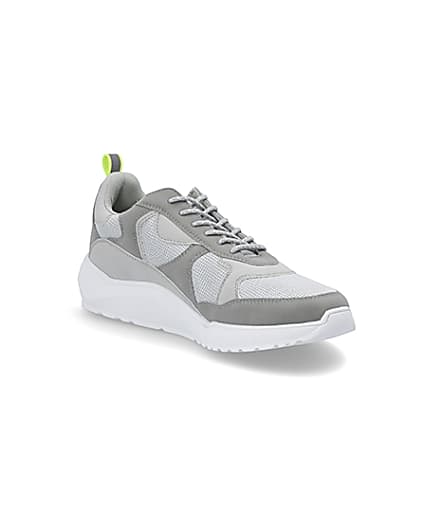 360 degree animation of product Grey chunky sole runner trainers frame-18