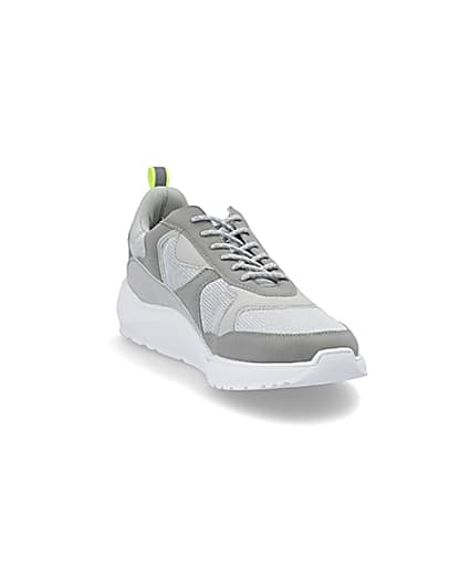 360 degree animation of product Grey chunky sole runner trainers frame-19