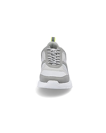 360 degree animation of product Grey chunky sole runner trainers frame-21