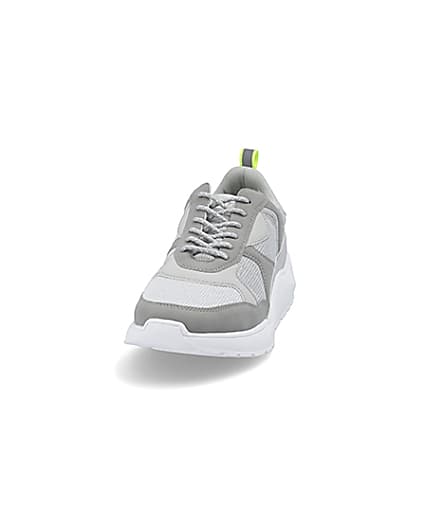 360 degree animation of product Grey chunky sole runner trainers frame-22