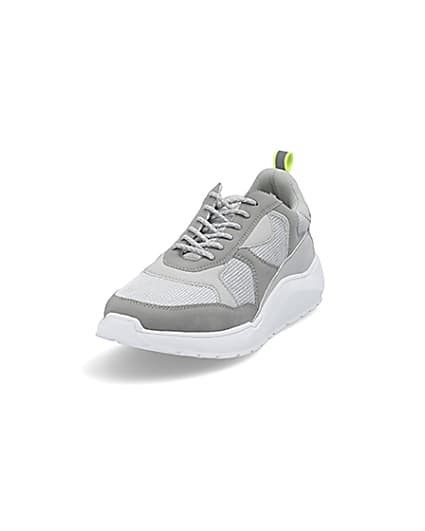 360 degree animation of product Grey chunky sole runner trainers frame-23