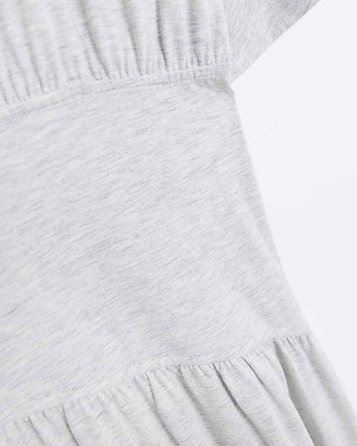 Grey Cinched Waist Midi Dress