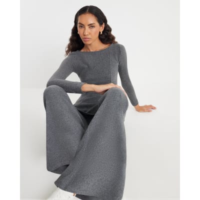 Grey Cosy Kickflare Trousers