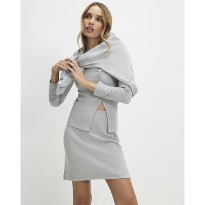 Grey Cosy Mini Skirt