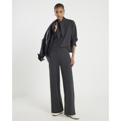 Grey Cosy Wide Leg Trousers