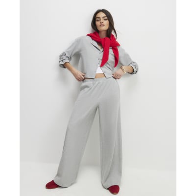 Grey Cosy Wide Leg Trousers
