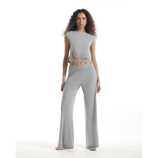 River Island Grey Cosy Wide Leg Trousers