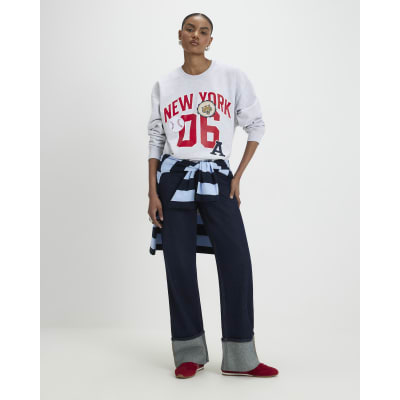 Grey Cotton Blend New York Sweatshirt