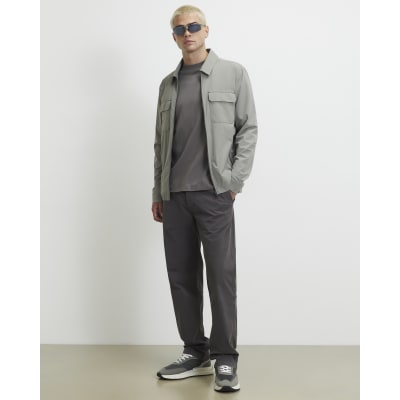 Grey Cotton Blend Pull On Trousers