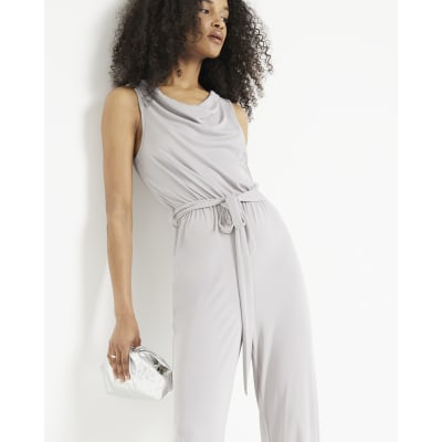 LEINWANDE Tweed Belted Jumpsuits grey（REISS Mati Textured