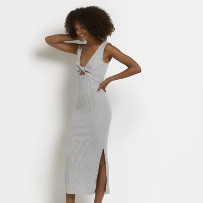 bodycon midi dress grey