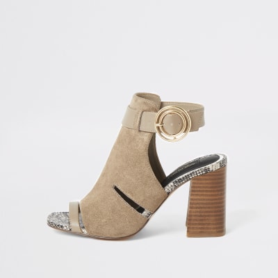 grey block heels wide fit