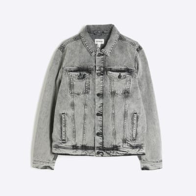 River island grey denim jacket clearance