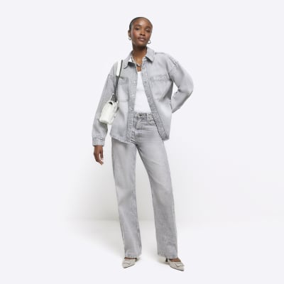 Grey denim long sleeve shirt