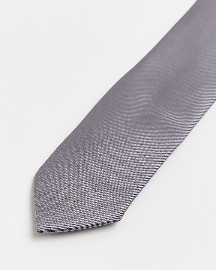 Grey diagonal Twill Tie