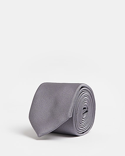 Grey diagonal Twill Tie