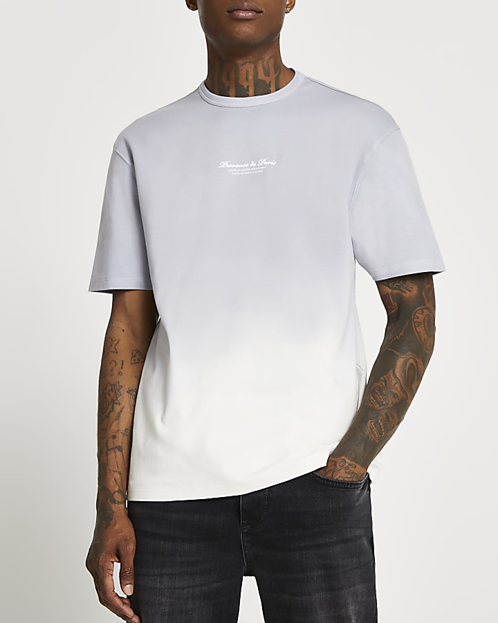 Grey dip dye fade t-shirt