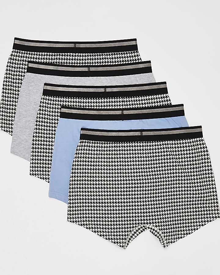 Grey dogtooth trunks 5 pack