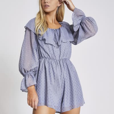 river island spot playsuit