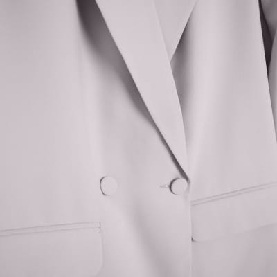 Grey double breasted relaxed blazer