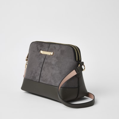 Grey double compartment cross body bag | River Island