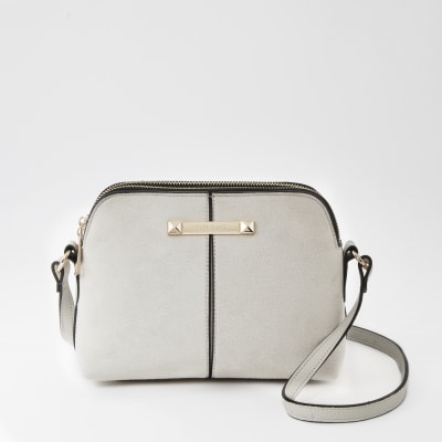 Grey double compartment cross body bag | River Island
