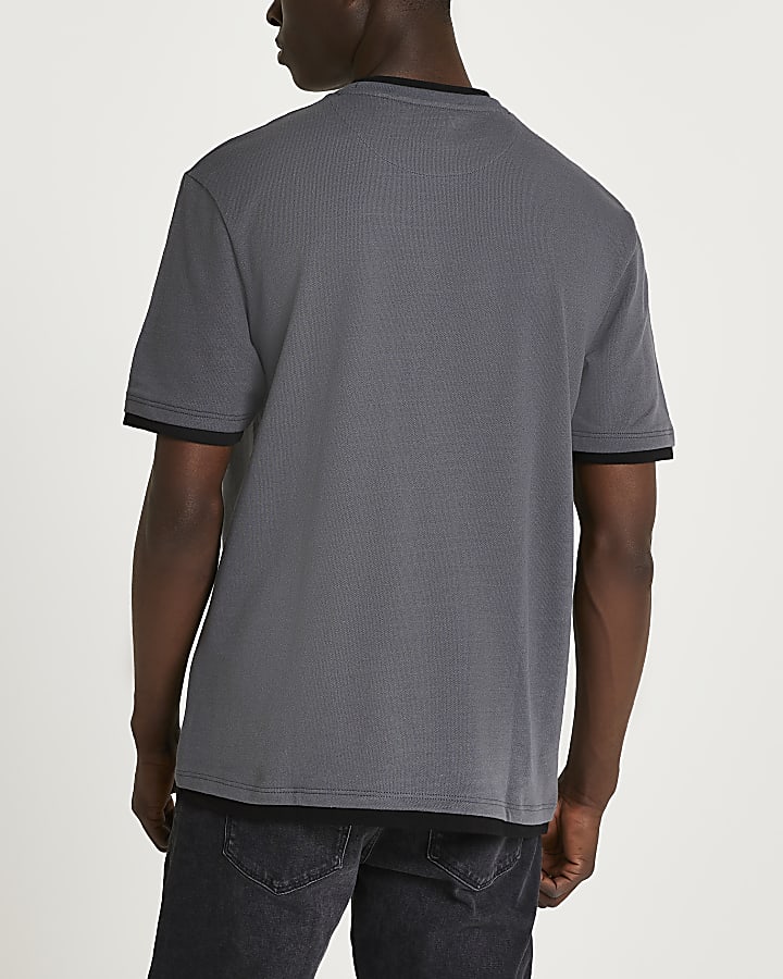 Grey double layer slim fit t-shirt