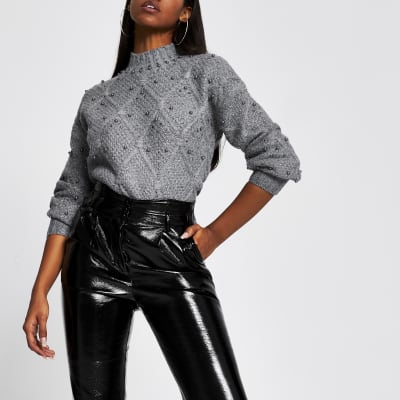 diamante sleeve jumper