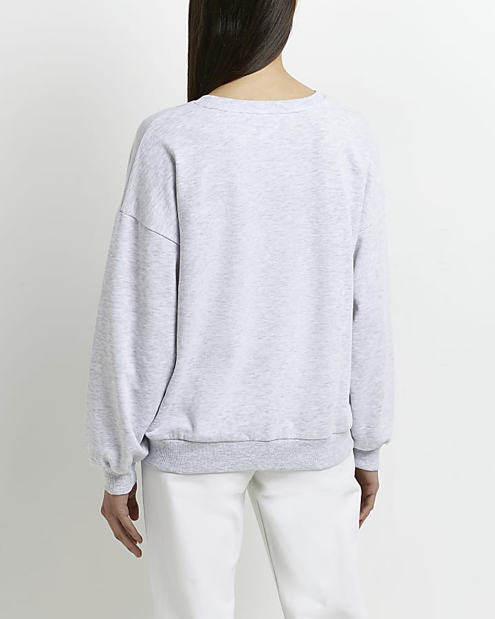 Grey embellished oversized sweatshirt