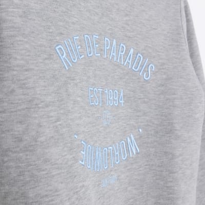 Grey Embroidered Slogan Sweatshirt
